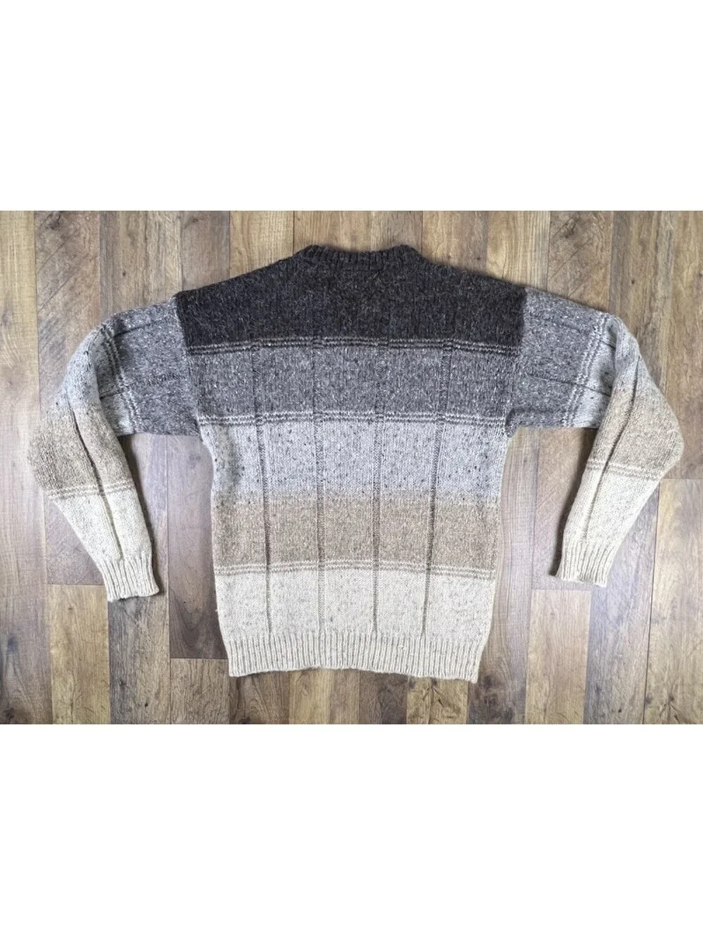 VTG Sweater Mens M Striped Button Neck Fisherman Wool Blend Heavy 90’s Grandpa